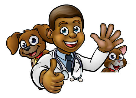 Vet Cartoon Character Pointing Signのイラスト素材