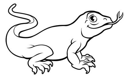 An illustration of a komodo dragon lizard, cartoon character.のイラスト素材