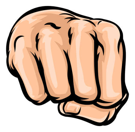A pop art comic book style cartoon hand in a fistのイラスト素材