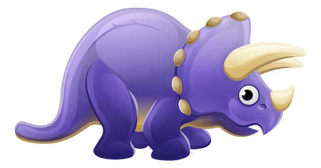 A cute Triceratops cartoon dinosaur characterのイラスト素材