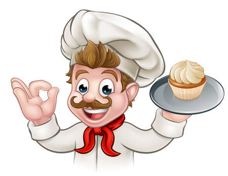 Baker Chef Cake Cartoon Characterのイラスト素材