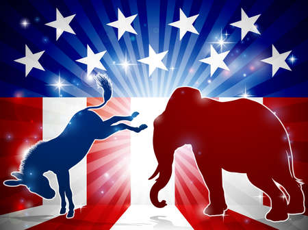 Silhouette Elephant Fighting Donkeyのイラスト素材