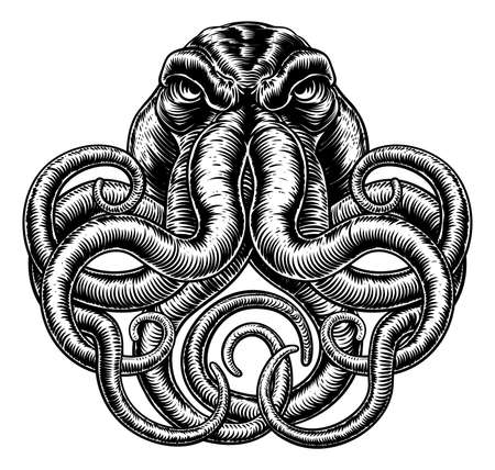 Octopus Vintage Retro Styleの写真素材