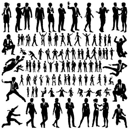 Business People Silhouettes Big Setのイラスト素材