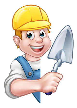 Builder Bricklayer Holding Trowel Toolの写真素材