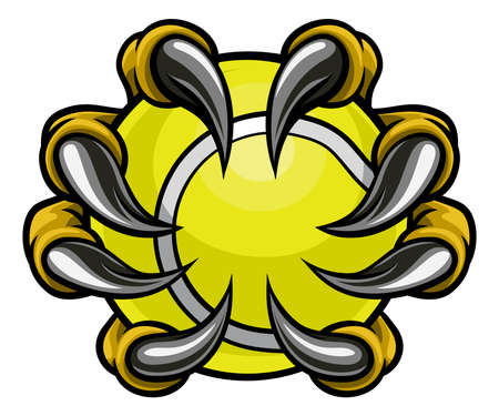 Monster or animal claw holding Tennis Ballのイラスト素材