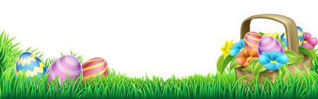 Easter Eggs Basket Design Elementのイラスト素材