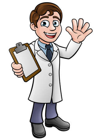 Scientist or Lab Technician Cartoon Character Vector illustration.のイラスト素材