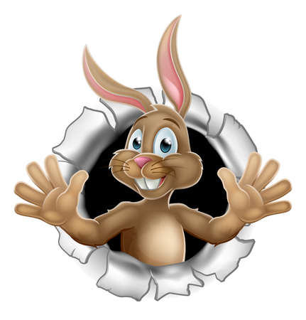 Easter Bunny Breaking Through Backgroundのイラスト素材