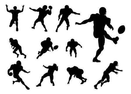American Football player silhouettes set illustration.のイラスト素材