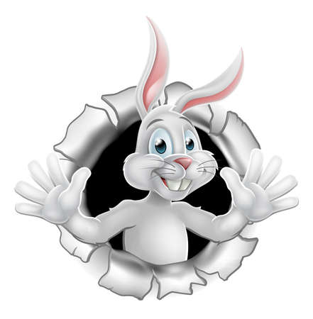 Easter Bunny Tearing Through Backgroundのイラスト素材
