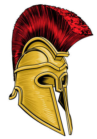 Ancient Greek Gladiator Helmet vector illustrationのイラスト素材