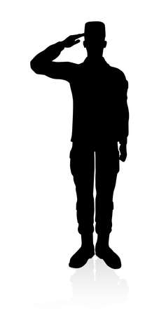 Detailed silhouette of military armed forces army soldier のイラスト素材