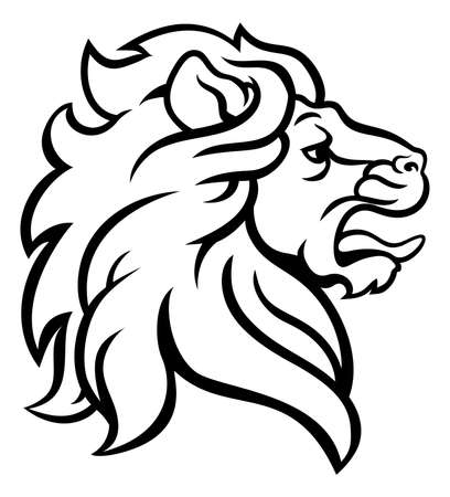 Lion Head Profile can be used as icon or logoのイラスト素材