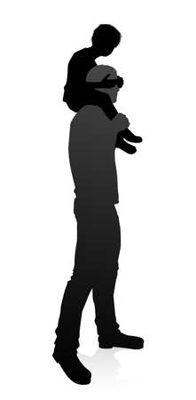 Man carrying a child silhouetteのイラスト素材