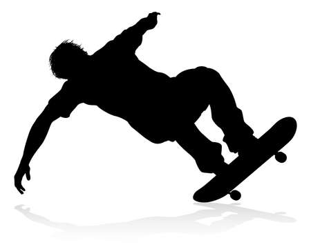Skater Skateboarder Silhouette Illustration.のイラスト素材