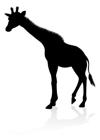 Giraffe  Animal Silhouette Illustration.のイラスト素材
