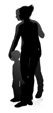 Family Detailed Silhouetteのイラスト素材