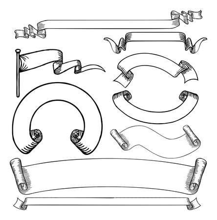 Banners Scrolls and Ribbons Setのイラスト素材
