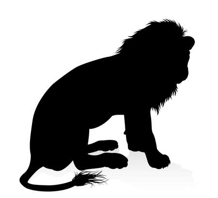 A male lion safari animal in silhouetteのイラスト素材