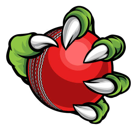 Monster or animal claw holding Cricket Ballのイラスト素材