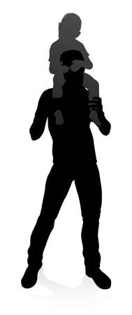 Father and Child Family Silhouetteのイラスト素材