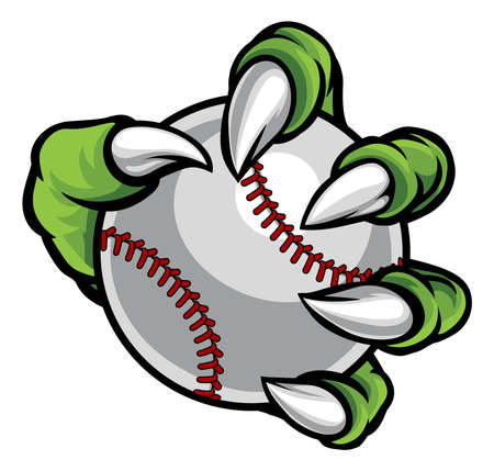 Monster or animal claw holding Baseball Ballのイラスト素材