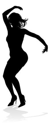 A woman dancer dancing in silhouetteのイラスト素材