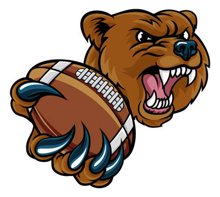 Bear American Holding Football Ballのイラスト素材