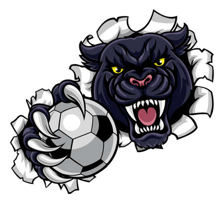 Black Panther Soccer Mascot Breaking Backgroundのイラスト素材