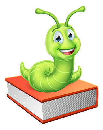 Bookworm Caterpillar Worm on Bookのイラスト素材