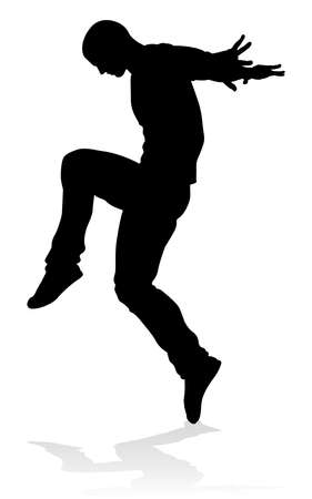A male street dance hip hop dancer in silhouetteのイラスト素材