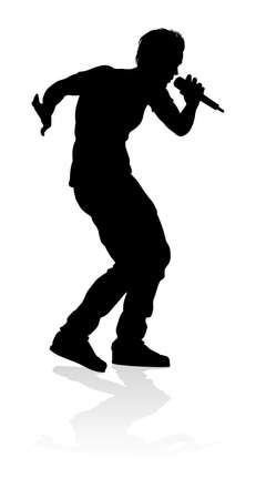 Singer Pop Country or Rock Star Silhouetteのイラスト素材