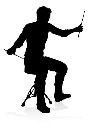 Musician Drummer Silhouetteのイラスト素材