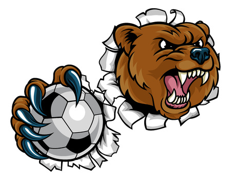 Bear Holding Soccer Ball Breaking Backgroundのイラスト素材