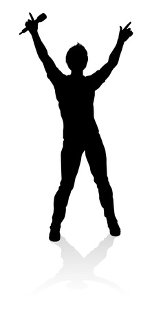 Singer Pop Country or Rock Star Silhouetteのイラスト素材