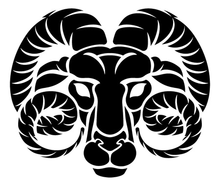 Zodiac signs circular Aries ram horoscope astrology symbolのイラスト素材
