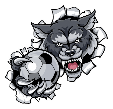Wolf Soccer Mascot Breaking Backgroundのイラスト素材