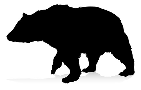 A silhouette of a big adult bearのイラスト素材