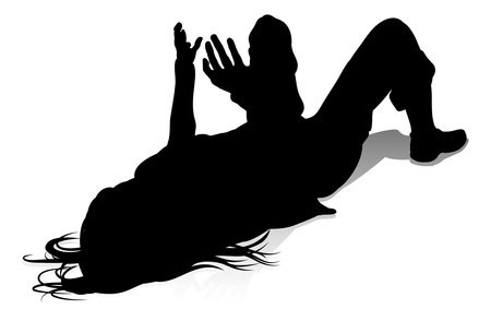 Silhouette young college student or teenager hanging outのイラスト素材