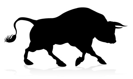 A high quality detailed bull male cow cattle animal silhouetteのイラスト素材