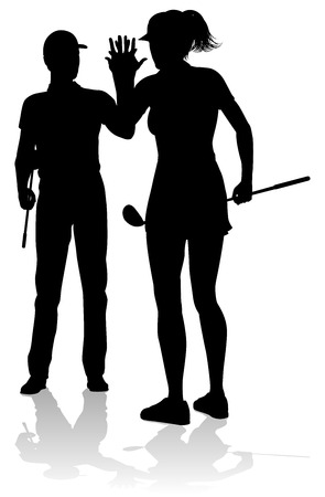 Golfer Golf Sports People in Silhouetteのイラスト素材