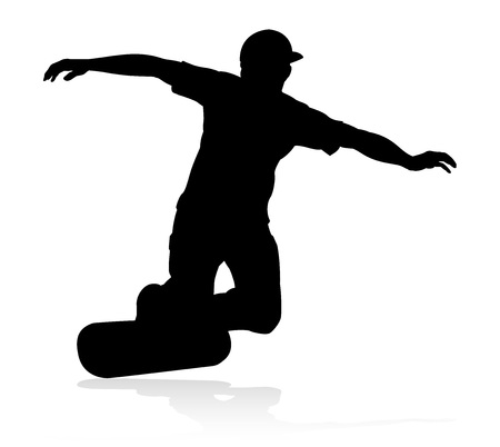 Very high quality and highly detailed skating skateboarder silhouetteのイラスト素材