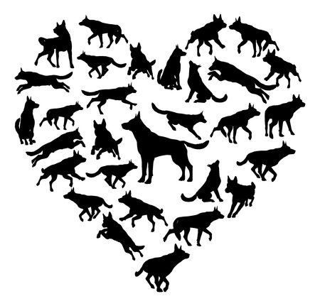 German Shepard Alsatian Dog Heart Conceptのイラスト素材