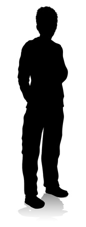 Silhouette young college student or teenager hanging outのイラスト素材