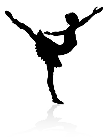 A high quality detailed silhouette of a ballet dancer dancing in a pose or positionのイラスト素材
