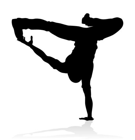 A male street dance hip hop dancer in silhouetteのイラスト素材