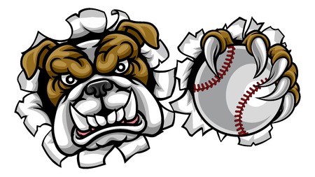 Bulldog Baseball Sports Mascotのイラスト素材