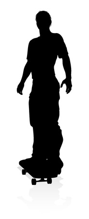 Very high quality and highly detailed skating skateboarder silhouetteのイラスト素材