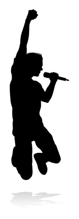 Singer Pop Country or Rock Star Silhouetteのイラスト素材